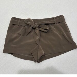 EXPRESS Belted Shorts Brown‎ Side Zipper Sleek Size 4 Polyester